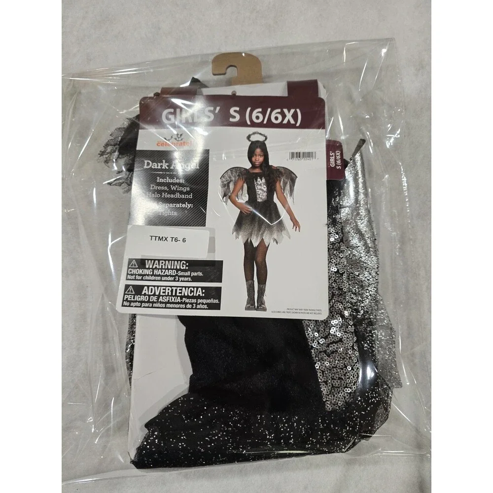 Dark  Angel Costume Girls' S (6/6X) Gothic Angel Halloween Costume LG  Wings